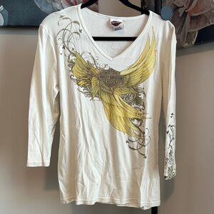 Harley Davidson Tee Shirt Womens Angel Wings Quarter Sleeve